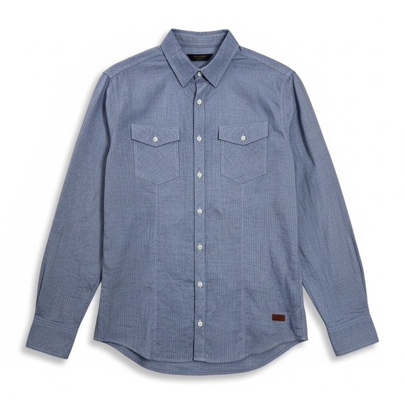 Outpost Makers Other - Outpost Makers Mens Large Blue Chambray Micro Stripe Long Sleeve Button Shirt